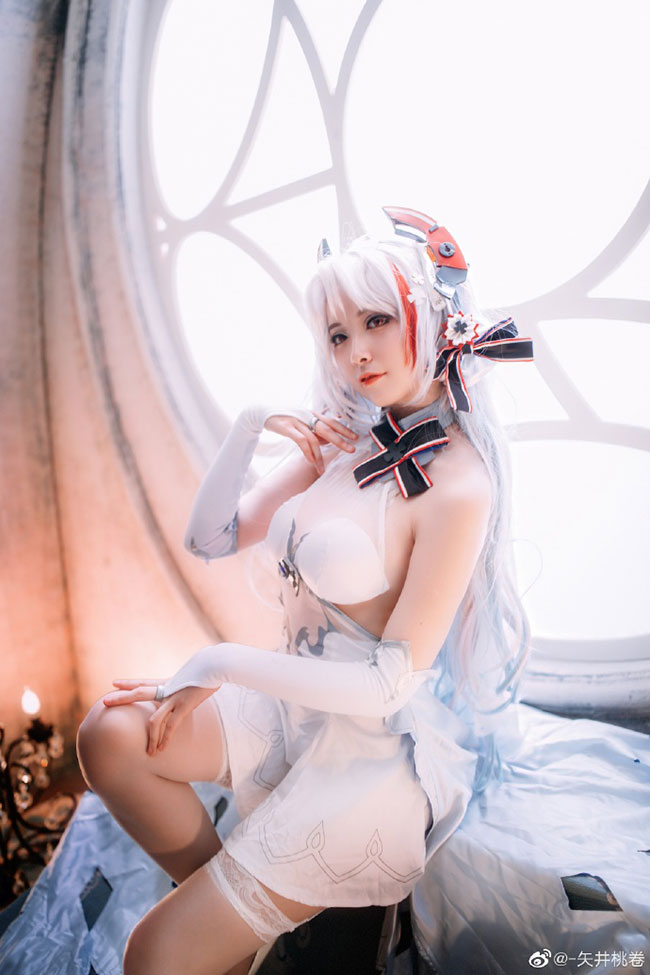 【COS正片】碧蓝航线 欧根亲王誓约花嫁cos CN-矢井桃卷